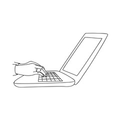Human hands typing on a laptop keyboard
