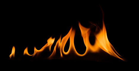 Fire and flames isolated on a black