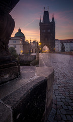 Charles Bridge - sunrise in Prague - obrazy, fototapety, plakaty