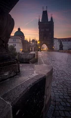 Tuinposter Karelsbrug - zonsopgang in Praag © Jakub Škyta