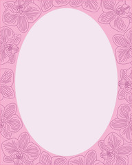 Romantic pink art frame border with purple orchids.