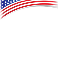 United States flag patriotic frame wave corner with empty space for text