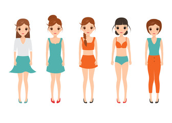 Fototapeta premium Set of woman character.