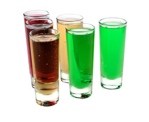 Transparent glass cup with a carbonated beverage