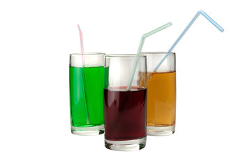 Transparent glass cup with a carbonated beverage