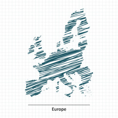 Fototapeta premium Doodle sketch of Europe map