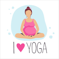 Obraz na płótnie Canvas Pregnant woman doing Yoga.Batterfly or lotus Pose