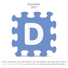 December 2017 puzzle calendar