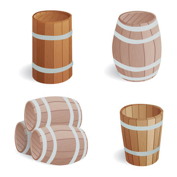 Wooden barrel vintage old style wooden barrels oak storage container.