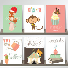 Colorful collection for banners,Flyers,Placards with fox,monkey,