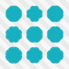 Vector set of turquoise vintage labels for business. Labels vector set.