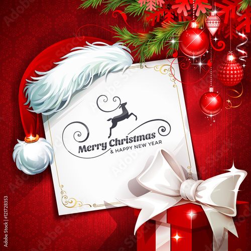 "Vector vintage Christmas greeting card with Santa Claus 