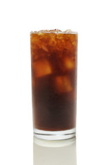 Iced coffee black coffee in white background