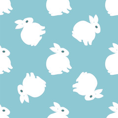 white bunny on a blue background abstract creative modern vector pattern