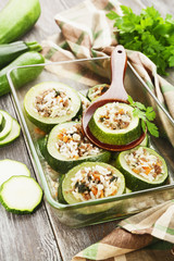 Zucchini with meat and rice