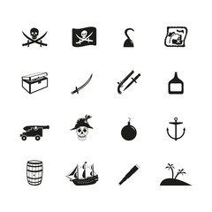 Pirate icon set. Vector illustration. 