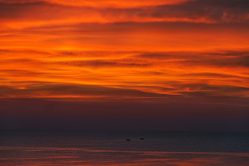 Fototapeta na wymiar Red sunset on Mediterranean sea