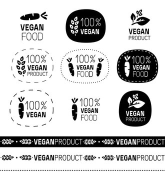vector vegan sign set