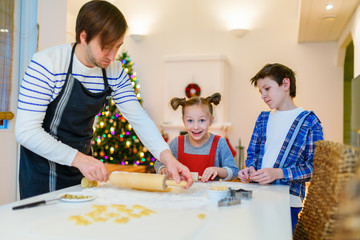 Family baking on Christmas eve