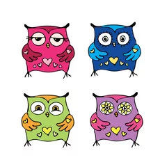 Fotobehang Set of cute owls,isolated on white background © naum