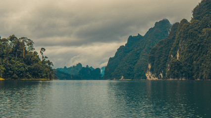Cheo Lan Lake in Thailand.Rainy Clouds