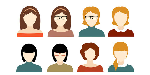 Set of female heads vector illustration