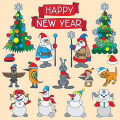Holiday card with snowflakes and says Happy new year.