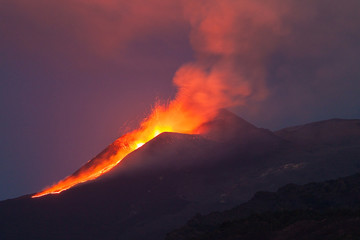 Volcano Etna eruption