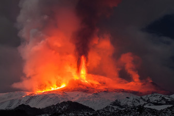 Volcano Etna eruption