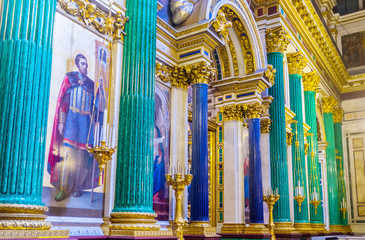 The semiprecious stone columns in St Isaac's Cathedral