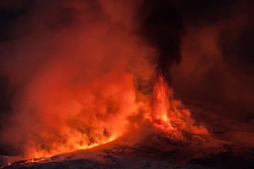 Volcano Etna eruption