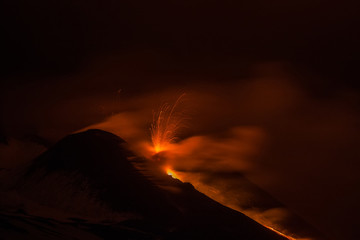 Volcano Etna eruption