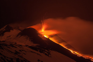 Volcano Etna eruption