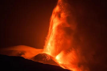 Keuken spatwand met foto Volcano Etna eruption © Wead