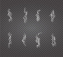 Set of transparent white smoke.