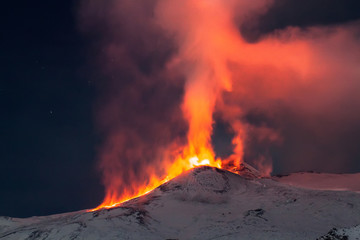 Volcano Etna eruption