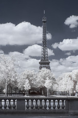 Fototapeta na wymiar Eiffel tower in infrared