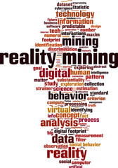 Reality mining word cloud concept. Vector illustration