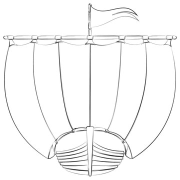 Drakkar icon. Hand-drawn image of ancient wooden ship of Vikings