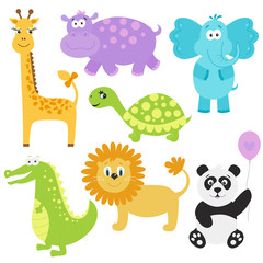 Fototapeta premium Vector illustration of cute cartoon animals.