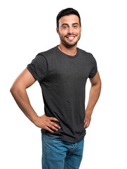 Fototapeta premium Young smiling man isolated on a white background