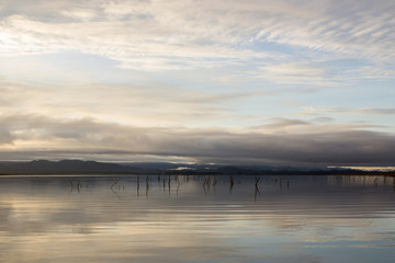 blue sky muoutain and lake