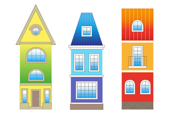 houses set in flat style.Modern flat vector buildings set. Colorful template for you design, web and mobile applications.