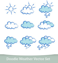 weather doodle set  isolated on white background. Vector