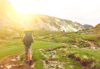 Fototapeta premium Male hiker in the mountains