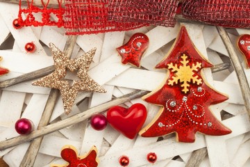 Christmas card. Decorations for the presents. Preparing for Christmas Eve. 
