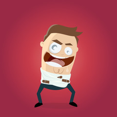 evil laughing man in straightjacket