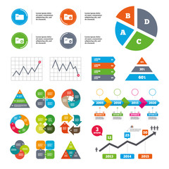 Accounting binders icons. Add document symbol.