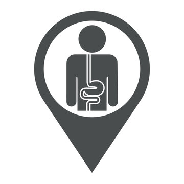 Icono plano localizacion sistema digestivo gris