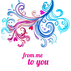 Wedding or Valentine's day card with swirls and hearts